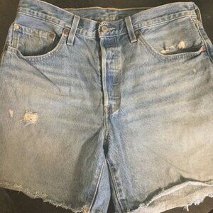 Levi's 501 cut off jean shorts 31 waist inseam 6 inch hidden button fly destress